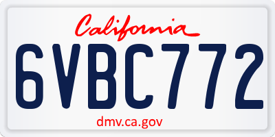 CA license plate 6VBC772