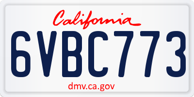 CA license plate 6VBC773