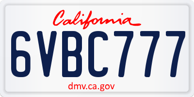 CA license plate 6VBC777