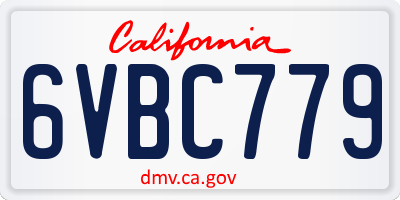 CA license plate 6VBC779