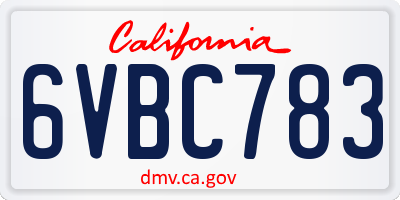 CA license plate 6VBC783