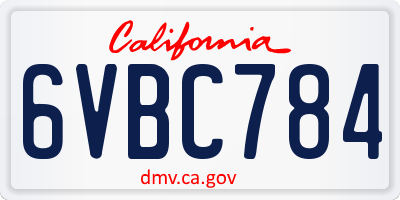 CA license plate 6VBC784