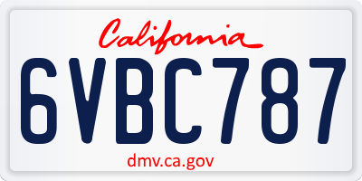 CA license plate 6VBC787