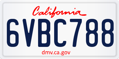 CA license plate 6VBC788
