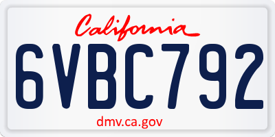 CA license plate 6VBC792