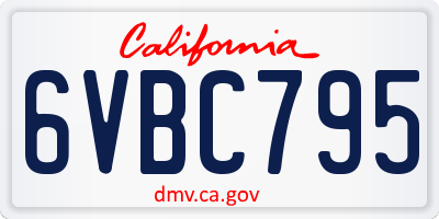CA license plate 6VBC795