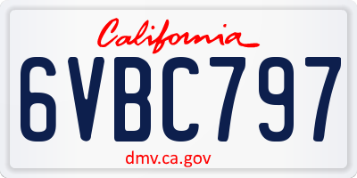 CA license plate 6VBC797