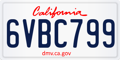 CA license plate 6VBC799