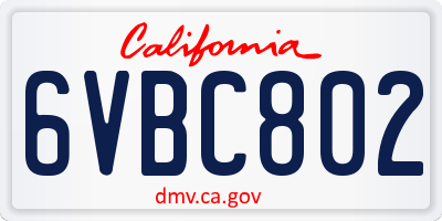 CA license plate 6VBC802