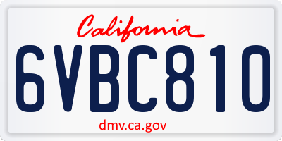 CA license plate 6VBC810