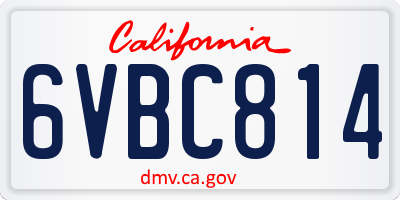 CA license plate 6VBC814