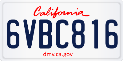 CA license plate 6VBC816