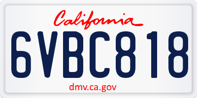 CA license plate 6VBC818