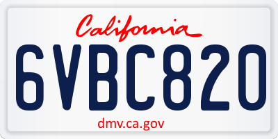 CA license plate 6VBC820