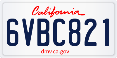 CA license plate 6VBC821