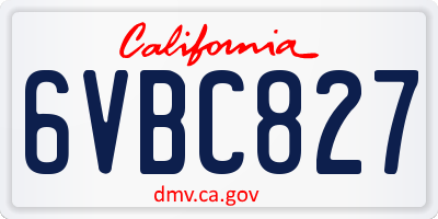 CA license plate 6VBC827