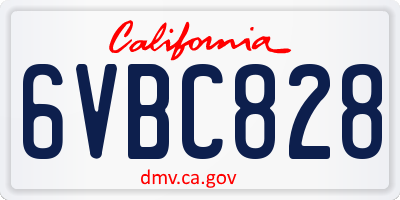 CA license plate 6VBC828