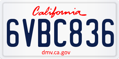 CA license plate 6VBC836
