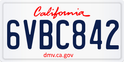 CA license plate 6VBC842