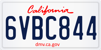 CA license plate 6VBC844