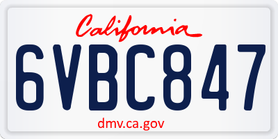 CA license plate 6VBC847