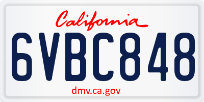 CA license plate 6VBC848