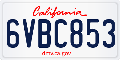 CA license plate 6VBC853