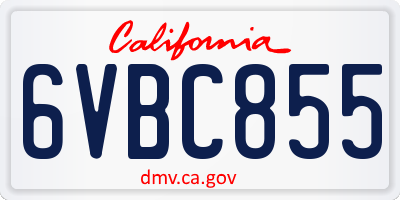 CA license plate 6VBC855