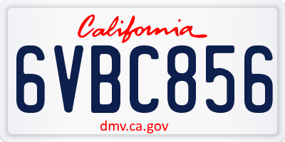 CA license plate 6VBC856