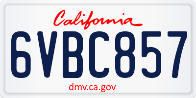 CA license plate 6VBC857