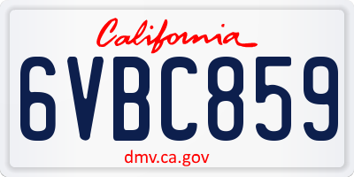 CA license plate 6VBC859