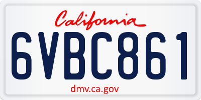 CA license plate 6VBC861