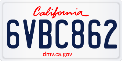 CA license plate 6VBC862