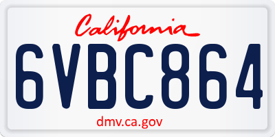 CA license plate 6VBC864