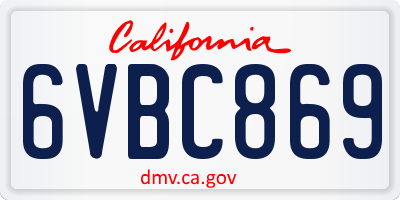 CA license plate 6VBC869