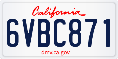 CA license plate 6VBC871