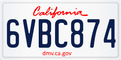CA license plate 6VBC874
