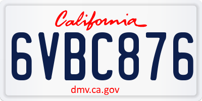 CA license plate 6VBC876