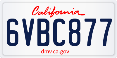 CA license plate 6VBC877
