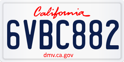 CA license plate 6VBC882