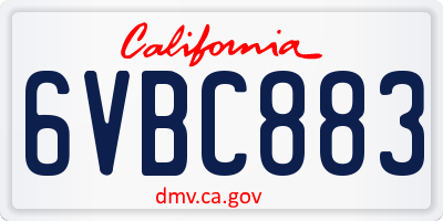 CA license plate 6VBC883