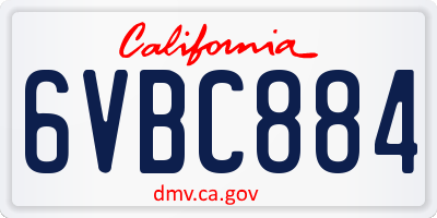 CA license plate 6VBC884