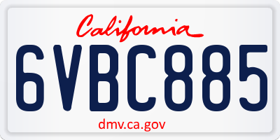 CA license plate 6VBC885