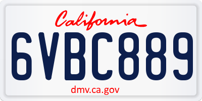 CA license plate 6VBC889