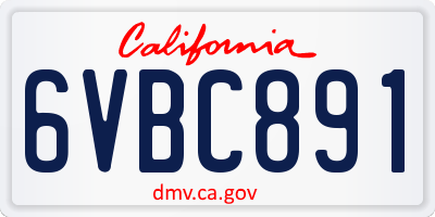 CA license plate 6VBC891