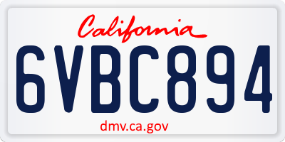CA license plate 6VBC894