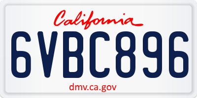 CA license plate 6VBC896