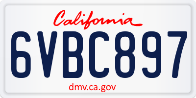 CA license plate 6VBC897