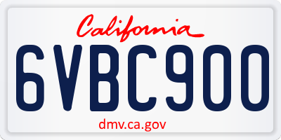 CA license plate 6VBC900