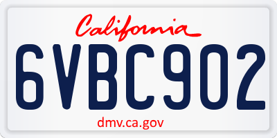 CA license plate 6VBC902